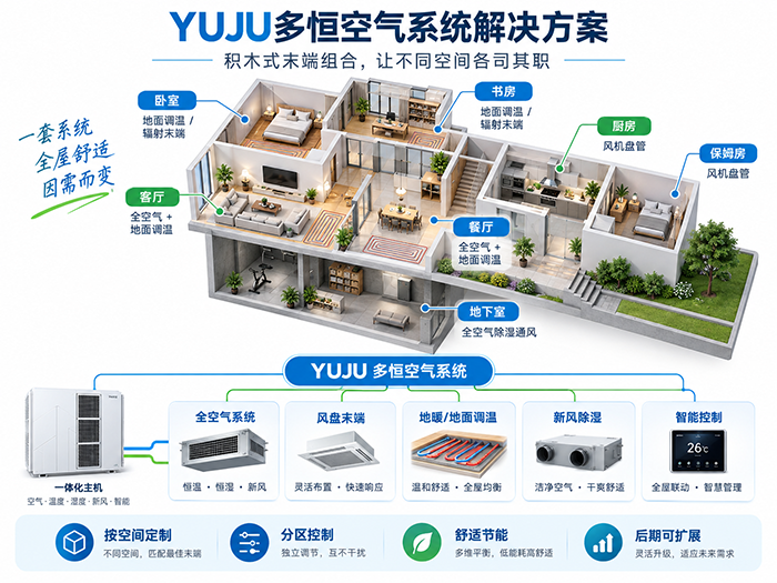 YUJU多恒空气系统全空气风盘地暖组合方案